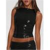 image:imageMakeMeChic Womens Sparkly Sequin Tops Y2k Sleeveless Crop Going Out Rave Tops ClubwearBlack