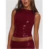 image:imageMakeMeChic Womens Sparkly Sequin Tops Y2k Sleeveless Crop Going Out Rave Tops ClubwearBurgundy