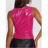 image:imageMakeMeChic Womens Sparkly Sequin Tops Y2k Sleeveless Crop Going Out Rave Tops ClubwearHot Pink