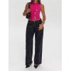 image:imageMakeMeChic Womens Sparkly Sequin Tops Y2k Sleeveless Crop Going Out Rave Tops ClubwearHot Pink