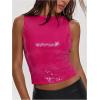 image:imageMakeMeChic Womens Sparkly Sequin Tops Y2k Sleeveless Crop Going Out Rave Tops ClubwearHot Pink