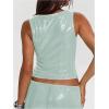 image:imageMakeMeChic Womens Sparkly Sequin Tops Y2k Sleeveless Crop Going Out Rave Tops ClubwearMint Green