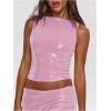 image:imageMakeMeChic Womens Sparkly Sequin Tops Y2k Sleeveless Crop Going Out Rave Tops ClubwearPink