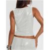 image:imageMakeMeChic Womens Sparkly Sequin Tops Y2k Sleeveless Crop Going Out Rave Tops ClubwearWhite B