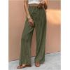 image:imageMakeMeChic Womens Striped Linen Pants High Waist Tie Front Drawstring Palazzo Pant TrousersArmy Green