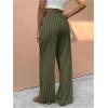 image:imageMakeMeChic Womens Striped Linen Pants High Waist Tie Front Drawstring Palazzo Pant TrousersArmy Green