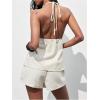 image:imageMakeMeChic Womens Summer 2 Piece Set Tie Front Halter Tops Linen Shorts Sets Vacation OutfitsKhaki