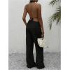 image:imageMakeMeChic Womens Summer 2 Piece Sets Backless Halter Tank Top Wide Leg Linen Pants Set Vacation OutfitsBlack