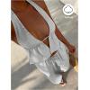 image:imageMakeMeChic Womens Summer 2 Piece Sets Backless Halter Tank Top Wide Leg Linen Pants Set Vacation OutfitsStriped Grey