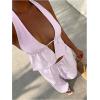 image:imageMakeMeChic Womens Summer 2 Piece Sets Backless Halter Tank Top Wide Leg Linen Pants Set Vacation OutfitsStriped Pink