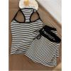 image:imageMakeMeChic Womens Summer 2 Piece Sets Striped Tank Tops Shorts SetBlack White