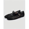 image:imageMakeMeChic Womens Summer Ballet Flats Brown Suede Loafers Bow Knot Buckle Closed Toe Leather ShoesBlack Plain