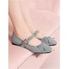 image:imageMakeMeChic Womens Summer Ballet Flats Brown Suede Loafers Bow Knot Buckle Closed Toe Leather ShoesLight Blue