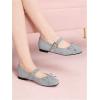 image:imageMakeMeChic Womens Summer Ballet Flats Brown Suede Loafers Bow Knot Buckle Closed Toe Leather ShoesLight Blue