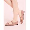 image:imageMakeMeChic Womens Summer Ballet Flats Brown Suede Loafers Bow Knot Buckle Closed Toe Leather ShoesPowder