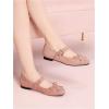 image:imageMakeMeChic Womens Summer Ballet Flats Brown Suede Loafers Bow Knot Buckle Closed Toe Leather ShoesPowder