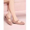 image:imageMakeMeChic Womens Summer Ballet Flats Brown Suede Loafers Bow Knot Buckle Closed Toe Leather ShoesPowder