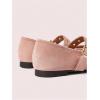 image:imageMakeMeChic Womens Summer Ballet Flats Brown Suede Loafers Bow Knot Buckle Closed Toe Leather ShoesPowder