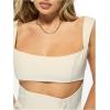 image:imageMakeMeChic Womens Summer Cute Dressy Tops Trendy Backless Tank Top Cut Out Sleeveless ShirtApricot