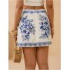 image:imageMakeMeChic Womens Summer Tropical Print High Waisted Shorts Wide Leg Boho Vacation SkortsBoho Light Blue