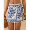 image:imageMakeMeChic Womens Summer Tropical Print High Waisted Shorts Wide Leg Boho Vacation SkortsBoho Light Blue