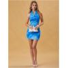image:imageMakeMeChic Womens Vacation Mini Dress Y2k Halter Backless Dresses Cowl Neck Floral SundressBlue