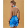 image:imageMakeMeChic Womens Vacation Mini Dress Y2k Halter Backless Dresses Cowl Neck Floral SundressBlue