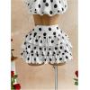 image:imageMakeMeChic Womens Y2k 2 Piece Outfits Polka Dots Halter Bubble Crop Tops Ruffle Mini Skirt SetWhite