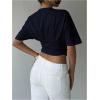 image:imageMakeMeChic Womens Y2k Crop Tops Deep V Neck Dolman Sleeve Tops Cute Summer T Shirt Going Out TopsBlue