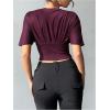 image:imageMakeMeChic Womens Y2k Crop Tops Deep V Neck Dolman Sleeve Tops Cute Summer T Shirt Going Out TopsPurple