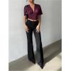 image:imageMakeMeChic Womens Y2k Crop Tops Deep V Neck Dolman Sleeve Tops Cute Summer T Shirt Going Out TopsPurple