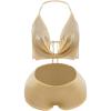 image:imageMakeMeChic Womens 2 Piece Fall Outfits Tie Open Back Crop Halter Top and Mini Shorts Going Out OutfitsGold