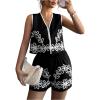 image:imageMakeMeChic Womens 2 Piece Summer Outfit Floral Button Down Crop Vest and Shorts Boho SetBlack