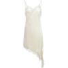 image:imageMakeMeChic Womens Lace Satin Asymmetrical Tops Spaghetti Strap Contrast Mini DressBeige