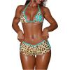 image:imageMakeMeChic Womens Polka Dots Triangle Bikini Sets Swim Shorts Y2K Leopard Striped Bathing Suit SwimsuitLeopard Blue