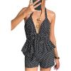 image:imageMakeMeChic Womens Polka Dots Two Piece Sets Open Back Halter Tops and Shorts Y2k Summer OutfitsBlack