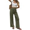 image:imageMakeMeChic Womens Striped Linen Pants High Waist Tie Front Drawstring Palazzo Pant TrousersArmy Green