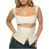 image:imageMakeMeChic Womens Summer Cute Dressy Tops Trendy Backless Tank Top Cut Out Sleeveless ShirtApricot