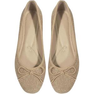 image:imageMakeMeChic Womens Bow Knot Polka Dots Flat Shoes Beaded Closed Toe Ballet Spring Summer FlatsChampagne