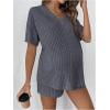 image:imageMakeMeChic Womens Maternity 2 Piece Outfits Pajamas Lounge Sets Summer Short Sleeve Rib Knit Tee Top and Short Mama ClothesGrey a
