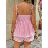 image:imageMakeMeChic Womens Maternity 2 Piece Striped Outfits Shirred Babydoll Shirt and Shorts Pregnancy SetsPink