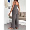 image:imageMakeMeChic Womens Maternity Cami Jumpsuit Spaghetti Strap Rib Wide Leg Pregnancy Overalls Romper Vacation OutfitsDark Grey