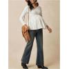 image:imageMakeMeChic Womens Maternity Clothes Spring Lace V Neck Long Sleeve Tie Front Babydoll Pregnancy TopsApricot