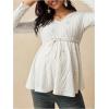 image:imageMakeMeChic Womens Maternity Clothes Spring Lace V Neck Long Sleeve Tie Front Babydoll Pregnancy TopsApricot