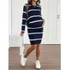 image:imageMakeMeChic Womens Maternity Dresses Set 2 Piece Outfits Striped Crew Neck T Shirt and Cami Dress Lounge SetsBlue