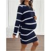 image:imageMakeMeChic Womens Maternity Dresses Set 2 Piece Outfits Striped Crew Neck T Shirt and Cami Dress Lounge SetsBlue