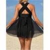 image:imageMakeMeChic Womens Maternity One Piece Swimsuit Criss Cross Halter Ruffle Pregnancy Bathing SuitBlack