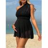 image:imageMakeMeChic Womens Maternity One Piece Swimsuit Criss Cross Halter Ruffle Pregnancy Bathing SuitBlack