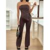 image:imageMakeMeChic Womens Maternity Sets 2 Piece Summer Outfits Ruched Tube Top and Pants Pregnancy Matching SetBrown