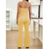 image:imageMakeMeChic Womens Maternity Sets 2 Piece Summer Outfits Ruched Tube Top and Pants Pregnancy Matching SetYellow